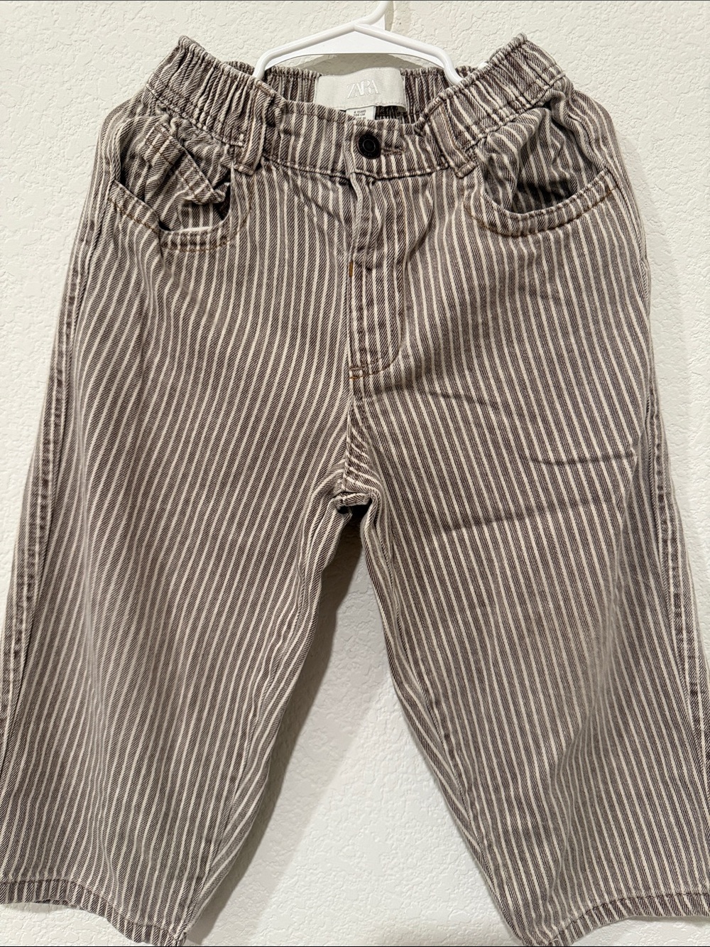 Zara Striped Elastic Waist Wide Leg Pants - Brown & White